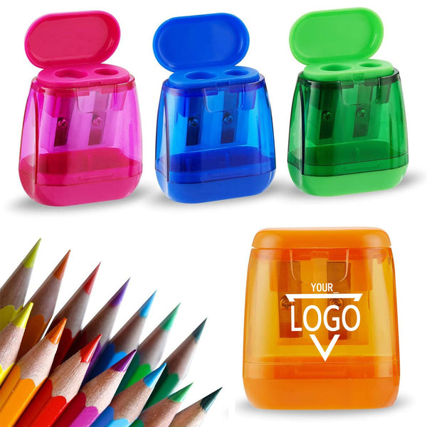 Plastic cover double-hole pencil sharpener