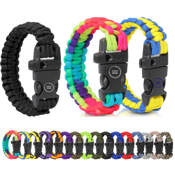 Colorful Paracord Survival Bracelet With Whistle