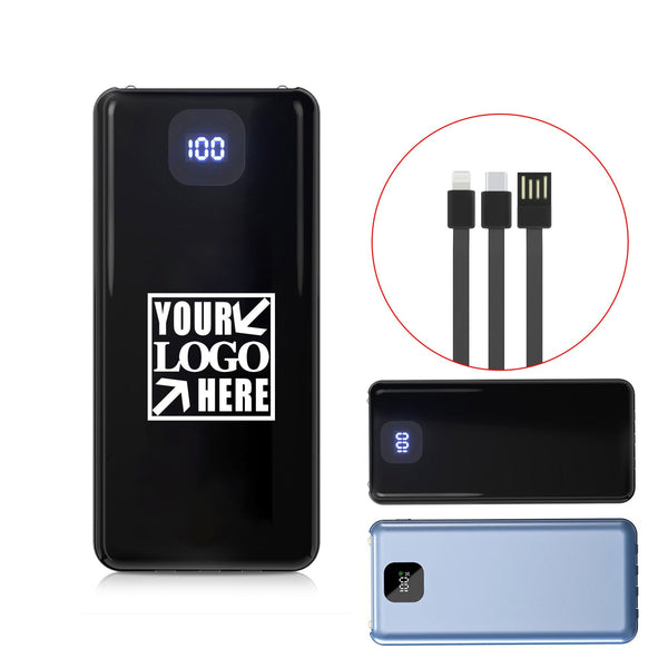 10,000mAh Power Bank With Built-In Charging Cables